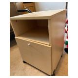 Wooden Rolling Table With File Cabinet Drawer