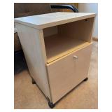 Wooden Rolling Table With File Cabinet Drawer