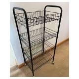 Black Metal 4 Shelf Rolling Rack