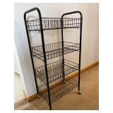 Black Metal 4 Shelf Rolling Rack