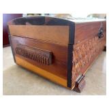 Vintage Wooden Dresser Top Jewelry Box With Mirror