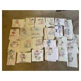 Large Lot of Vintage Embroidered Towels