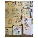 Large Lot of Vintage Embroidered Towels