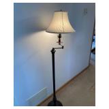Ornate Metal Adjustable Arm Floor Lamp w/ Three Brightness Controls