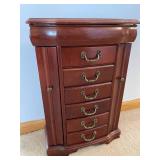 6 Drawer Wooden Jewelry Case With Mirrored Top