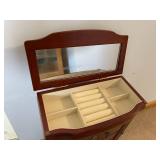 6 Drawer Wooden Jewelry Case With Mirrored Top