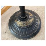 Ornate Metal Floor Lamp With Glass Shade