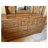 7 Drawer Dresser With Mirror and Brass Accents