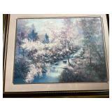 Waterfall Framed Art With Ornate Gold Wooden Frame