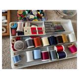 Wicker Sewing Basket Full of Sewing Accessories