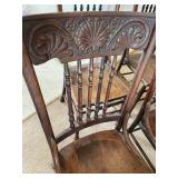 4 Vintage Pressed Back Wooden Chairs