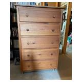 Wooden Five Drawer Rolling Dresser