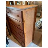 Wooden Five Drawer Rolling Dresser