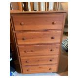 Wooden Five Drawer Rolling Dresser