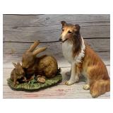 Homco Masterpiece Porcelain Rabbits & Collie (Sold on Ebay for $35 & $28)