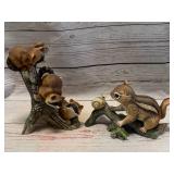 Homco Masterpiece Porcelain Raccoons & Squirrel