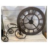 24" Diameter Clock & Artistic Bicycle