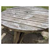 Round Wooden Picnic Table with Attached Benches