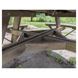 Round Wooden Picnic Table with Attached Benches