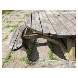Round Wooden Picnic Table with Attached Benches