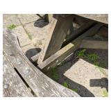 Round Wooden Picnic Table with Attached Benches