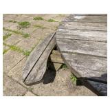 Round Wooden Picnic Table with Attached Benches