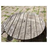 Round Wooden Picnic Table with Attached Benches