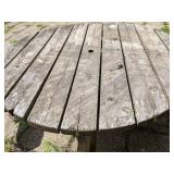 Round Wooden Picnic Table with Attached Benches