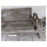 Beautifully Weathered Wooden Glider and Small Table
