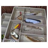 Vintage Plano Tackle Box with Assortment of Fishing Tackle