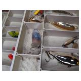 Vintage Plano Tackle Box with Assortment of Fishing Tackle