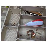 Vintage Plano Tackle Box with Assortment of Fishing Tackle