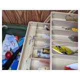 Vintage Plano Tackle Box with Assortment of Fishing Tackle