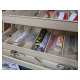 Vintage Plano Tackle Box with Assortment of Fishing Tackle