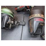 Lot of (4) Vintage Fishing Reels and Storage Case
