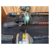 Lot of (5) Vintage Fishing Poles and (4) Vintage Reels