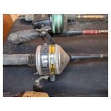 Lot of (5) Vintage Fishing Poles and (4) Vintage Reels