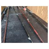 Lot of (5) Vintage Fishing Poles and (4) Vintage Reels