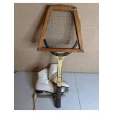 Ice Skates (8.5) and Vintage Signature AMC Tennis Racket