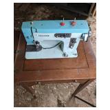 Antique White Sewing Machine Table with Manual