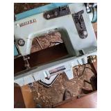 Antique White Sewing Machine Table with Manual