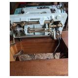 Antique White Sewing Machine Table with Manual