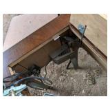 Antique White Sewing Machine Table with Manual