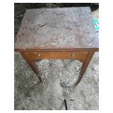 Antique White Sewing Machine Table with Manual