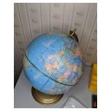 Mixed Lot of School Supplies - Vintage Helix Drawing Set, Globe w/ Stand, Yellow Storage Tray, & Set of (2) Triangle Rulers