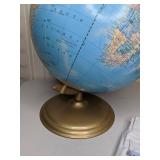 Mixed Lot of School Supplies - Vintage Helix Drawing Set, Globe w/ Stand, Yellow Storage Tray, & Set of (2) Triangle Rulers