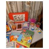 Vintage Book and Toy Lot Including Handmade Rabbit Puppet from STEIFF