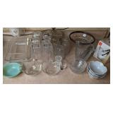 Mixed Lot of Glassware - Cups, Baking Dish, Serving Bowls, Ice Bucket & More