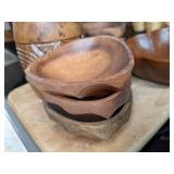 Amazing Lot of Wooden Tableware - Salad Bowl w/ Tong Set & (4) Bowls, Serving Bowls, Carved Mug, Serving Tray, & Cutting Board