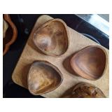 Amazing Lot of Wooden Tableware - Salad Bowl w/ Tong Set & (4) Bowls, Serving Bowls, Carved Mug, Serving Tray, & Cutting Board